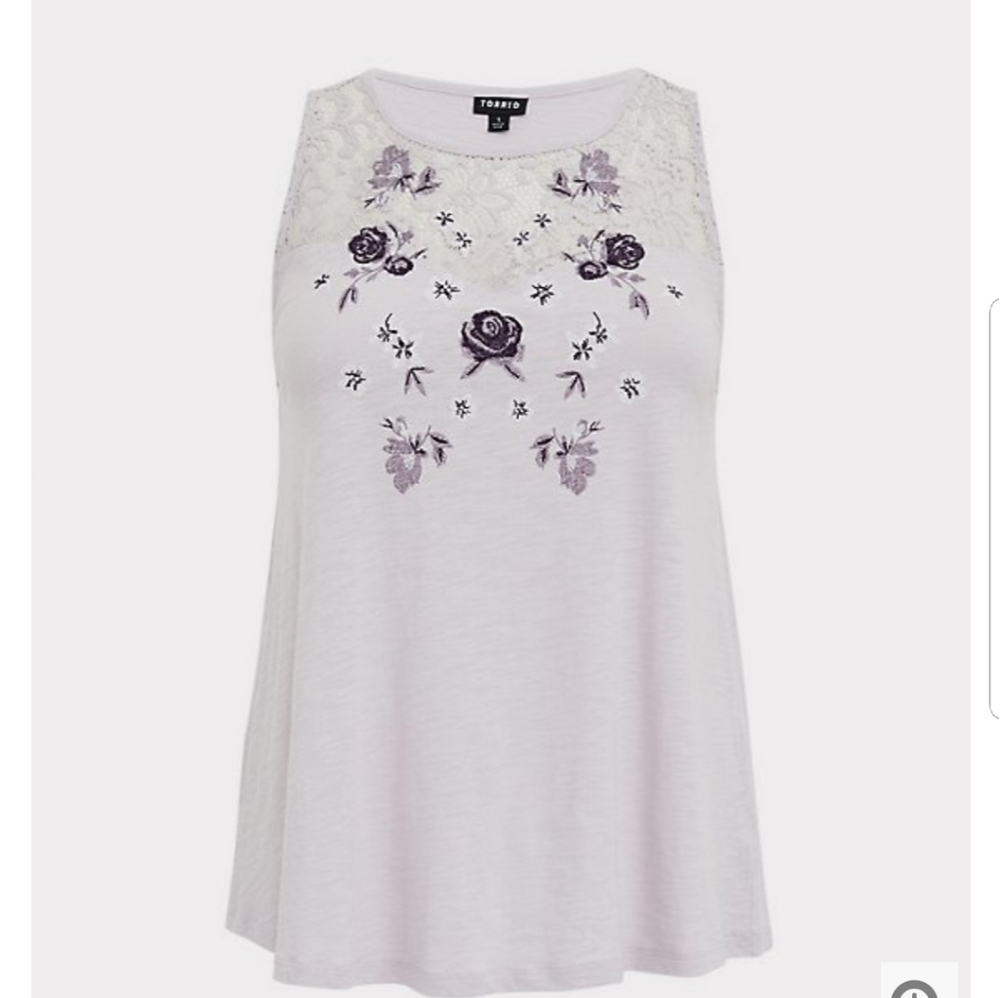 NEW, Jersey Tank with Lace neckline